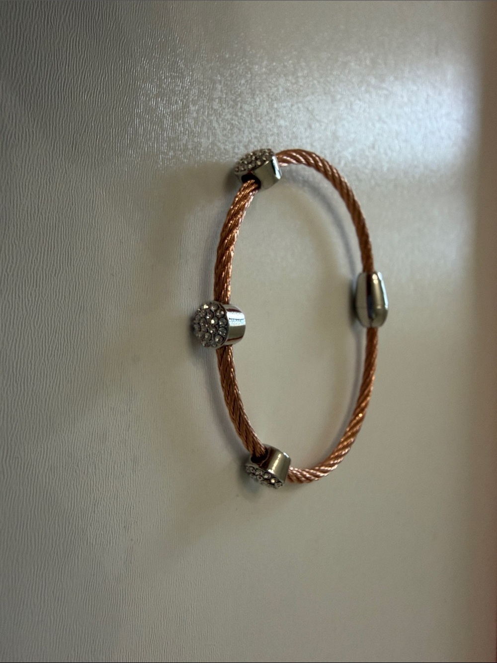 Rose Gold Cable Bracelet with Crystal Accents